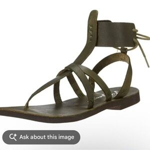 Free People Olive Green Strappy Wrap Sandal